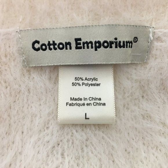 Cotton Emporium Ivory Button Up Eyelash Crop Cozy Sweater Super Soft Size L - Picture 6 of 11